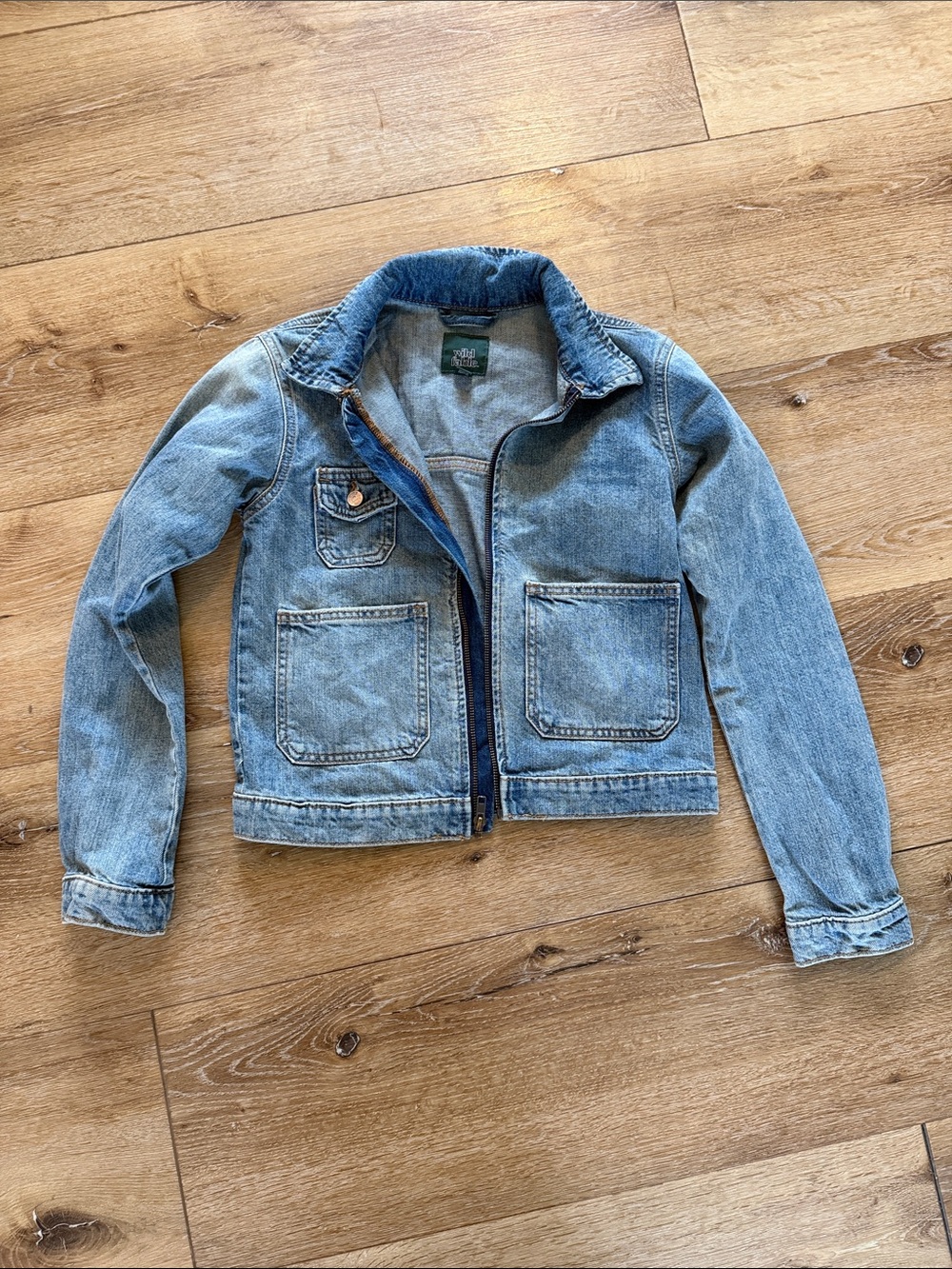 wild fable Light Blue Denim Jean Jacket with Front Zip